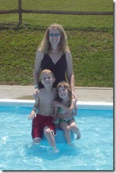 Kathy and the kids at the waterpark