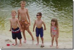 The kids and Devin at the lake-2