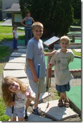 The kids golfing